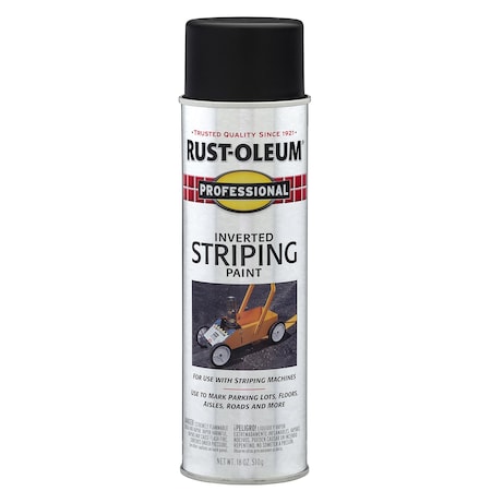 RUST-OLEUM Professional Striping Paint Spray, Black, 18 Oz. Spray 2578838